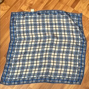 Vintage Blue and White Plaid Silk Scarf